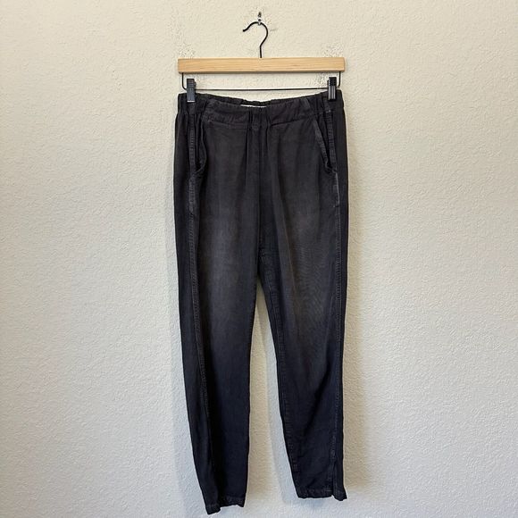 AMO Twist Pull On Ankle Pants Slit in Washed Black USA MADE - Picture 1 of 11